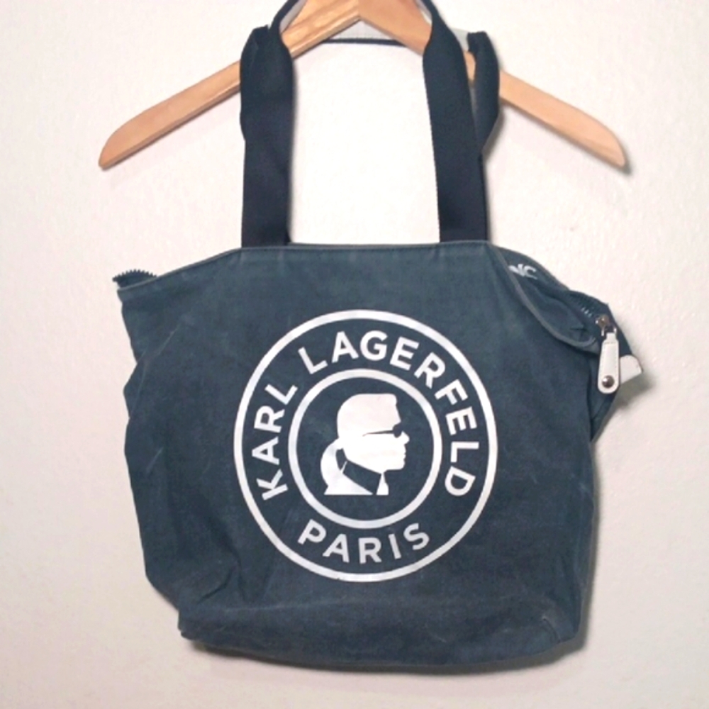 Karl Lagerfeld Black Duffel Bag with Striking Logo Design